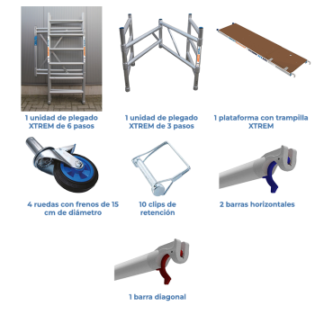Andamio plegable ASC 75x190 3,65 m AT con barras extra | LÍNEA XTREM