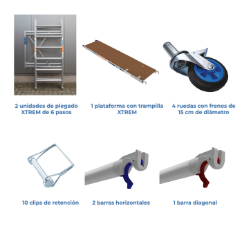 Andamio plegable ASC 75x190 4,70 m Altura de trabajo | LÍNEA XTREM