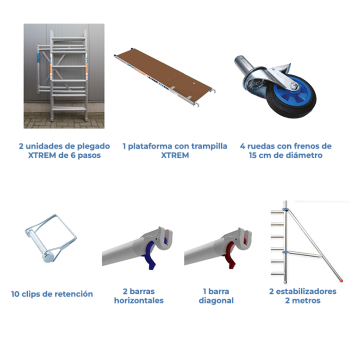 Andamio plegable ASC 75x190 4,70 m AT con estabilizadores | LÍNEA XTREM