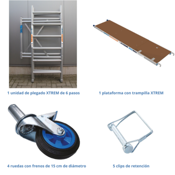 Andaime dobrável ASC 75x190x3m de altura de trabalho plataforma com escotilha | LINHA XTREM