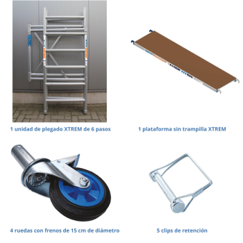 Andamio plegable ASC 75x190x3m altura de trabajo plataforma sin trampillla | LÍNEA XTREM