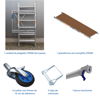 Andaime dobrável ASC 75x190x3m AT plataforma sem escotilha + barra horizontal | LINHA XTREM