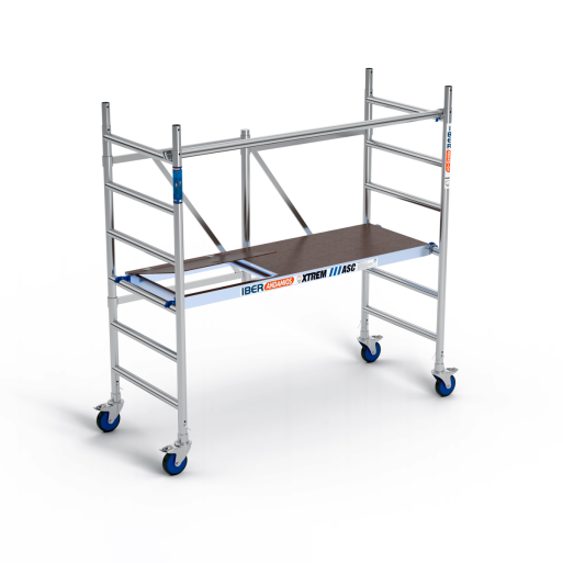 Andaime dobrável industrial 75x190x3m plataforma AT com escotilha + barra horizontal