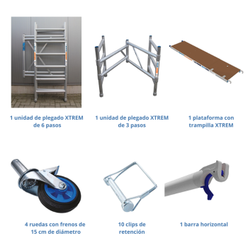 Andamio plegable ASC 75x190 3,65m Altura de trabajo con trampilla | LÍNEA XTREM