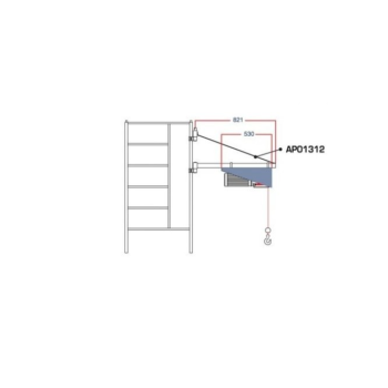 Polipasto profesional para construcción de 170 kg con bandera y bisagras