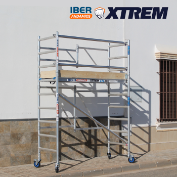 Andaime dobrável ASC 75x190 3,65 m AT com barras extras + rodapé de madeira | LINHA XTREM