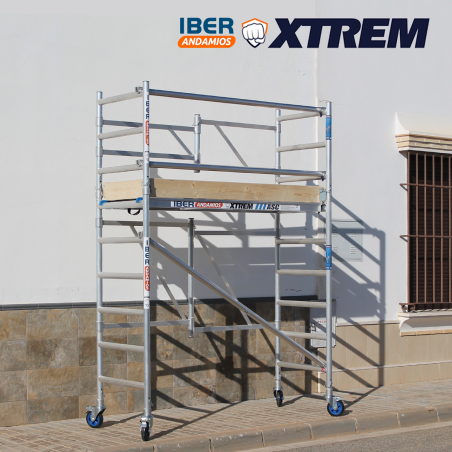 Andaime dobrável ASC 75x190 3,65 m AT com barras extras + rodapé de madeira | LINHA XTREM