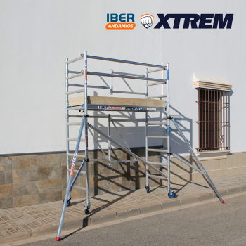 Andaime Dobrável ASC 75x190 3,65m AT com barras extras + estabilizadores + rodapé | Linha XTREM