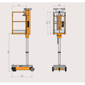 Plataforma Elevatória Manual AXO LIFT MANU LIFT 200 (Altura de Trabalho 4 m)