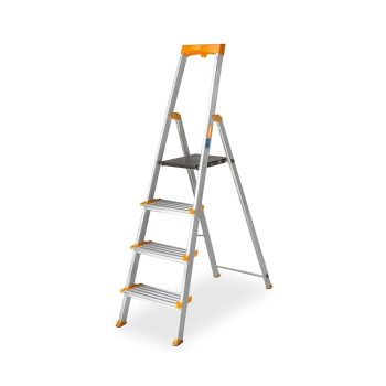 Escalera aluminio plegable 4 peldaños - Peldaños 12 cms