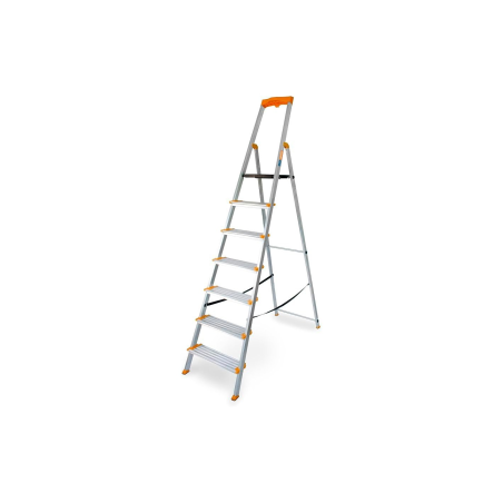 Escalera aluminio plegable 7 peldaños - Peldaños 12 cms