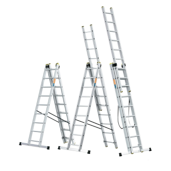 Escalera multiusos aluminio tres tramos 14 peldaños