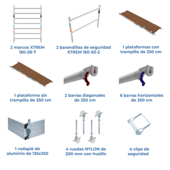 Torre de andamio móvil 150x250x420 | Línea XTREM