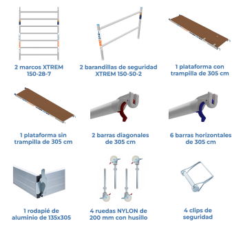 Torre de Andamio Móvil 150x305x420 | LÍNEA XTREM