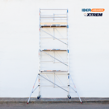Andamio plegable XTREM 75x190 7,50 m AT con estabilizadores + rodapié de madera | LÍNEA XTREM