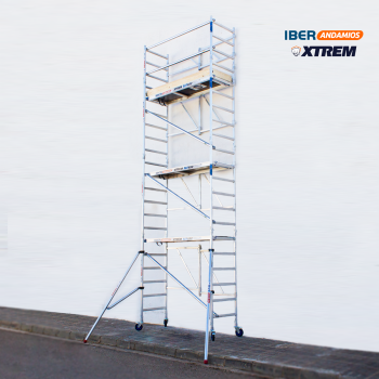 Andaime dobrável XTREM 75x190 7,50 m AT com estabilizadores + rodapé de madeira | LINHA XTREM