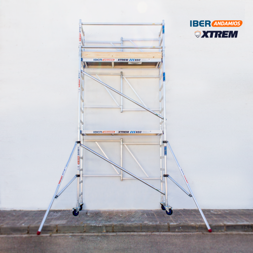 Andamio plegable ASC 75x190 5,70 m AT con estabilizadores + rodapié de madera | LÍNEA XTREM