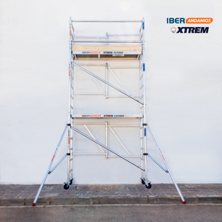 Andamio plegable ASC 75x190 5,70 m AT con estabilizadores + rodapié de madera | LÍNEA XTREM