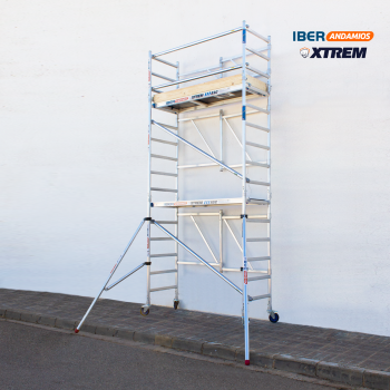 Andaime dobrável ASC 75x190 5,70 m AT com estabilizadores + rodapé de madeira | LINHA XTREM